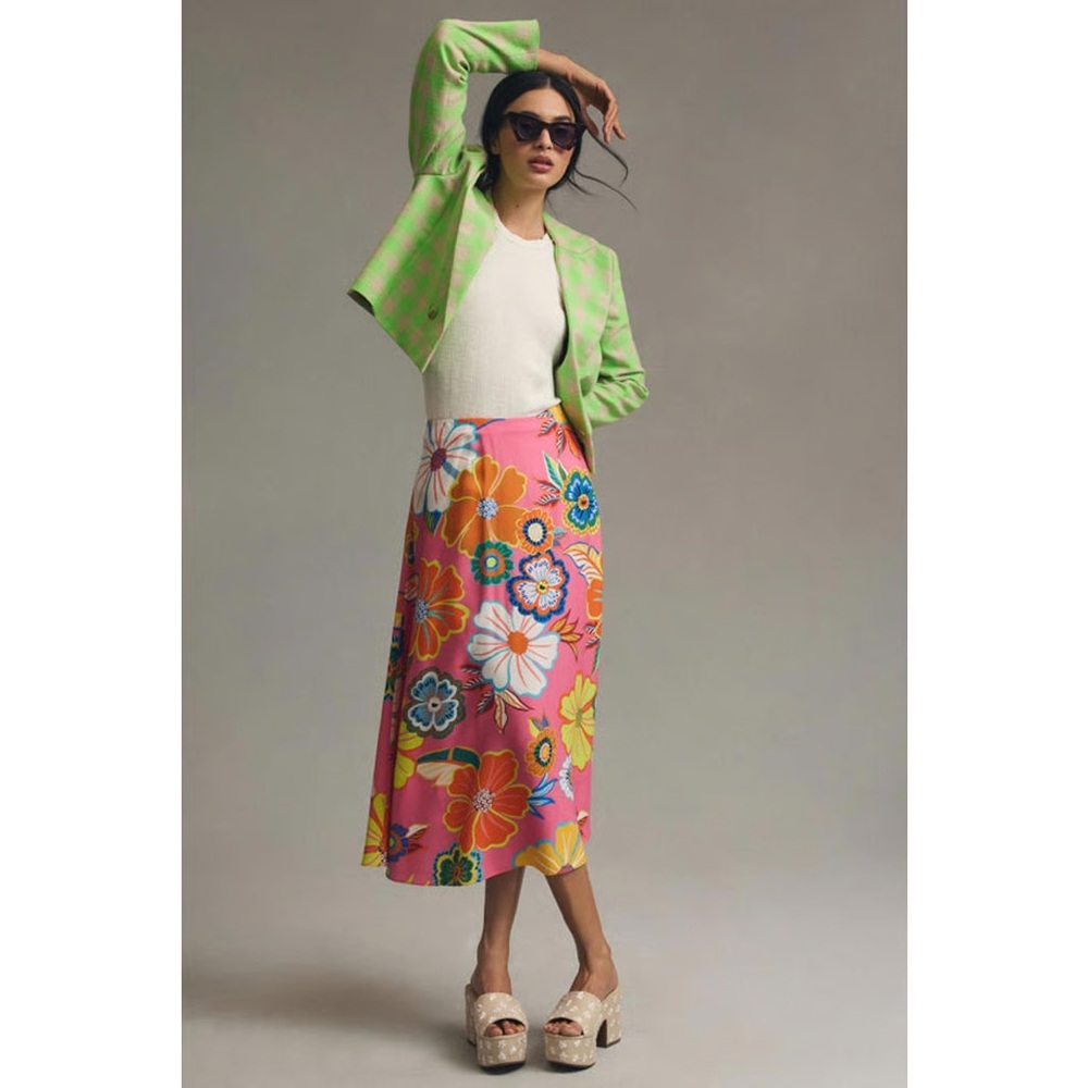Farm Rio floral print midi skirt